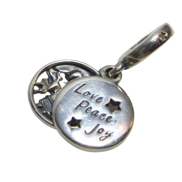 Pandora Christmas Peace Love Joy Santa Dangle Enamel & SS .925 Charm 798468C01 - Picture 2 of 5